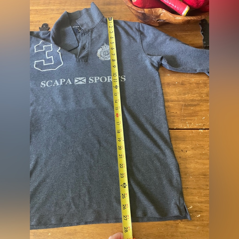 Vintage SCAPA SPORTS POLO TEAM #3 Long SLEEVE Collared SHIRT SIZE Medium M Gray - Picture 9 of 11